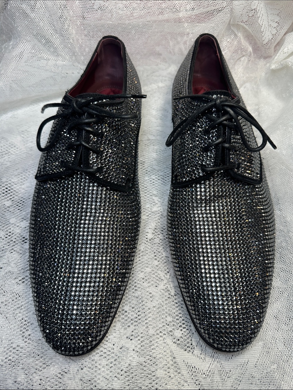 Dolce & Gabbana shoes loafers Rhinestones Derby satin footbed 9 Nice $2630